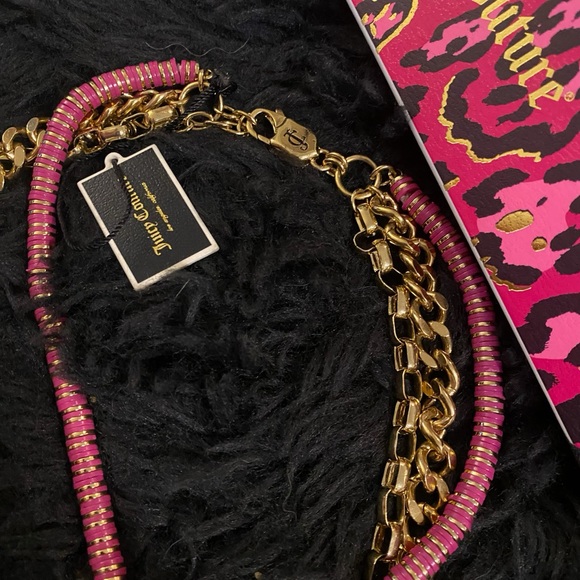 Juicy Couture Statement Elegant Multi Layered Crystal Gold Chain Necklace NWT - Picture 5 of 7